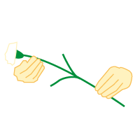花が右側にくるように渡されますので両手で受け取ります