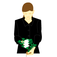 左手を玉串の下から支えるようにしながら